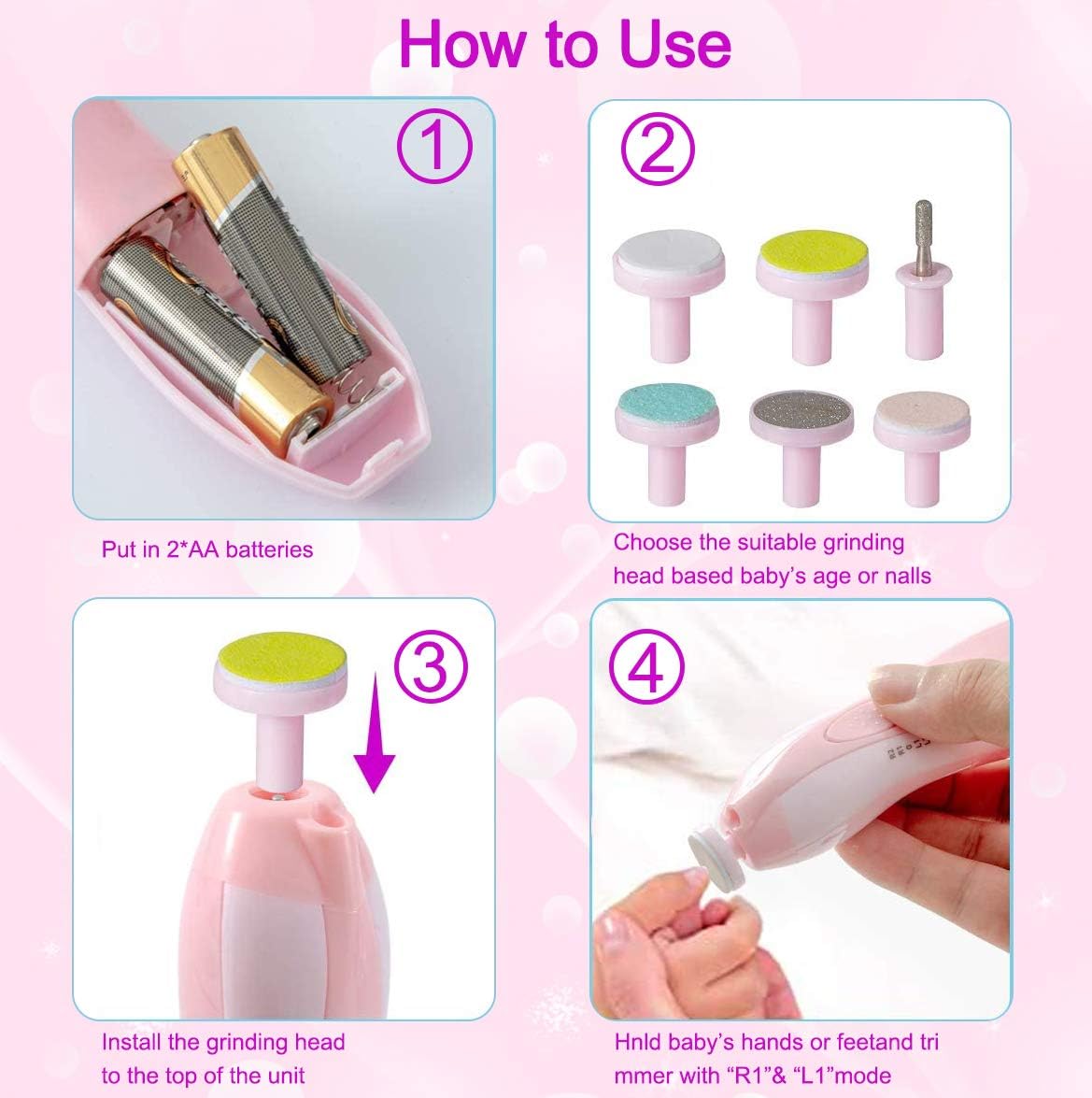 Vista 6 de Lima pulidor Uñas Bebe Electrico - Genero: Niño